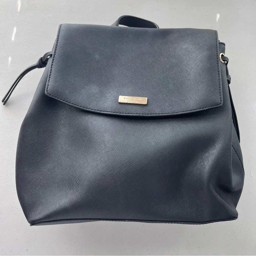 Kate Spade Jessie Laurel Way Black Saffiano Leather Backpack Gold Hardware